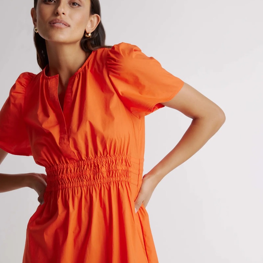 Quince 100% Organic Cotton Poplin Tiered Maxi Dress Orange Size S - Picture 4 of 13